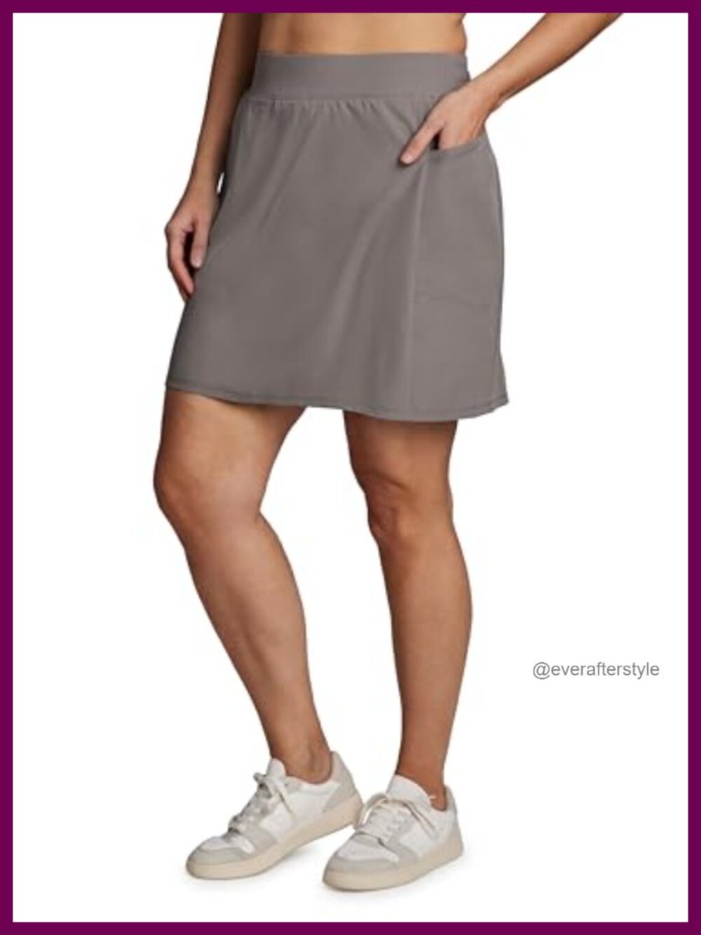Women's Plus Size Athletic Skort w/ Attached Bike Shorts & Pockets